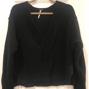 Free People V-Neck Relaxed Sweater XS in Black!